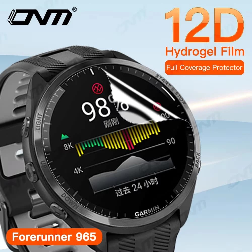 12D-Hydrogelfolie für Garmin Forerunner 965 265 265S, Vollbildschutz, weiche Folie für Garmin 955 255 255S (kein Glas)