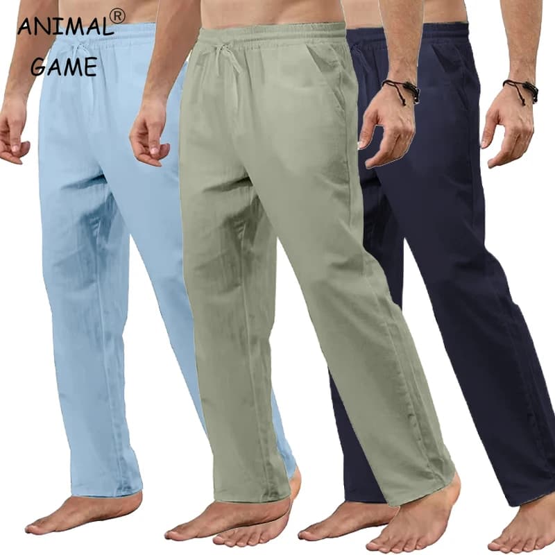 Sommer Herren Atmungsaktive Baumwolle Hosen Leichte Jogginghose Einfarbig Sport Bleistift Hosen Casual Streetwear Männer