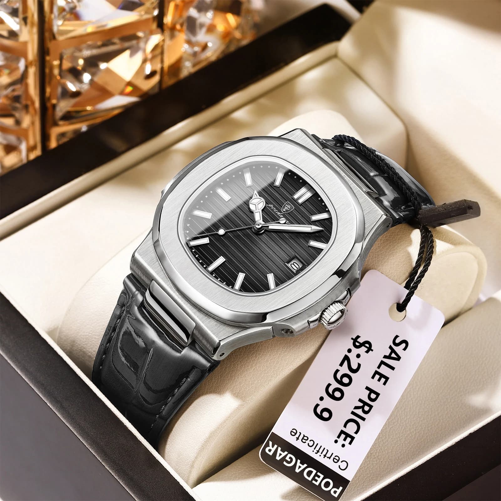 POEDAGAR Top Marke Luxus Platz herren Uhren Wasserdicht Leucht Datum Leder Mann Uhr Original Quarz Casual Sport Männer Uhr