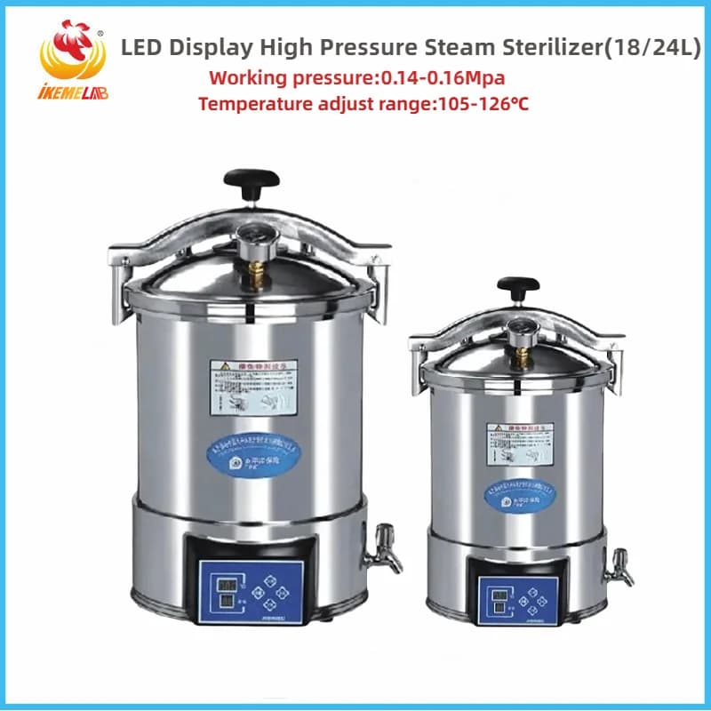 WEIAI Tragbarer Labor-Autoklav Hochtemperatur-Dampfsterilisator mit LED-Anzeige und Automatisierung für Drucksterilisation