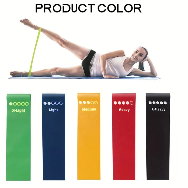 5-teiliger Fitness-Widerstandsring, Fitnessgeräte für dünne Beine und Gesäß aus TPE-Material, farbiger elastischer Gürtel, Yoga-Zubehör,