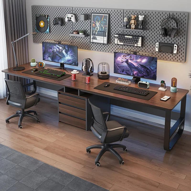 Doppelter Desktop-Tisch für Zuhause, Schlafzimmer, Spiel, Büro, Werkbank, Paar-Tisch und Stuhl-Set, Kombinationstisch
