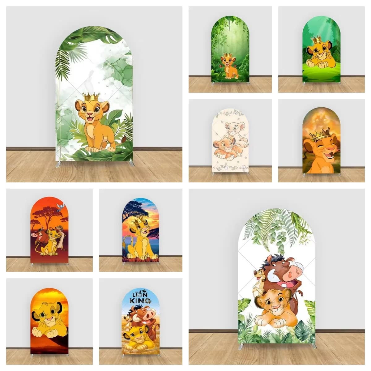 König der Löwen Simba Bogen-Hintergrundbezug Kindergeburtstag Babyparty Dekoration Fotografie-Hintergrund Fotostudio