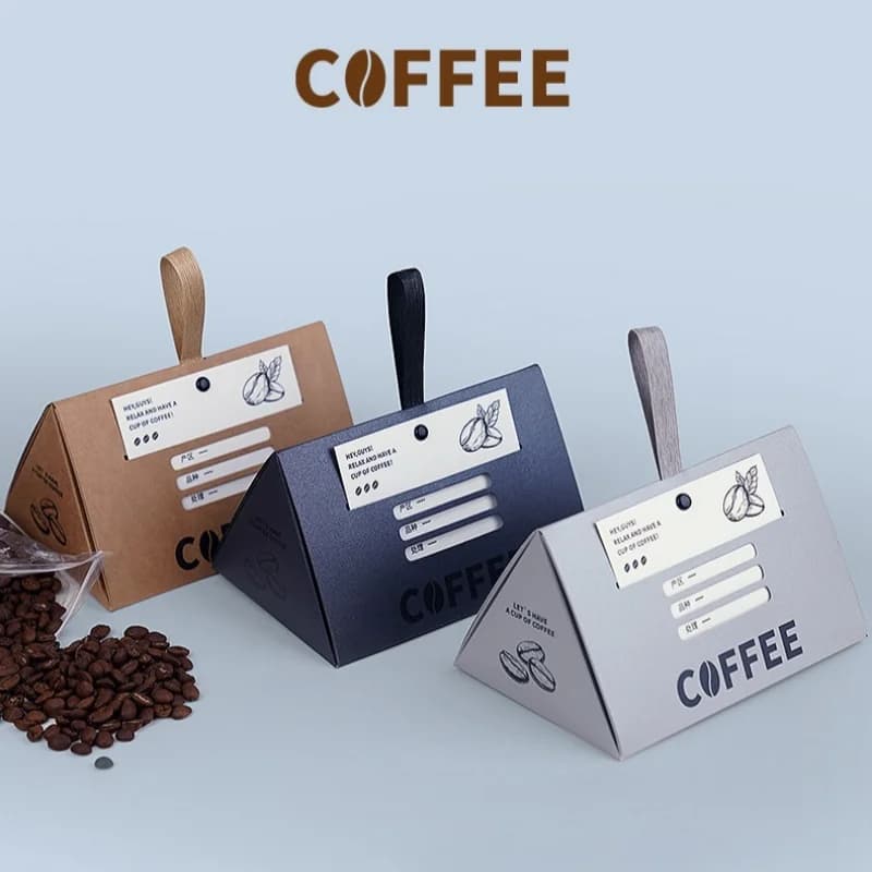 12/20 Stück Pyramidenboxen mit Kaffee-Motiv und Griff, Geschenktüten aus Papier für kleine Geschenke, Firmenveranstaltungen und