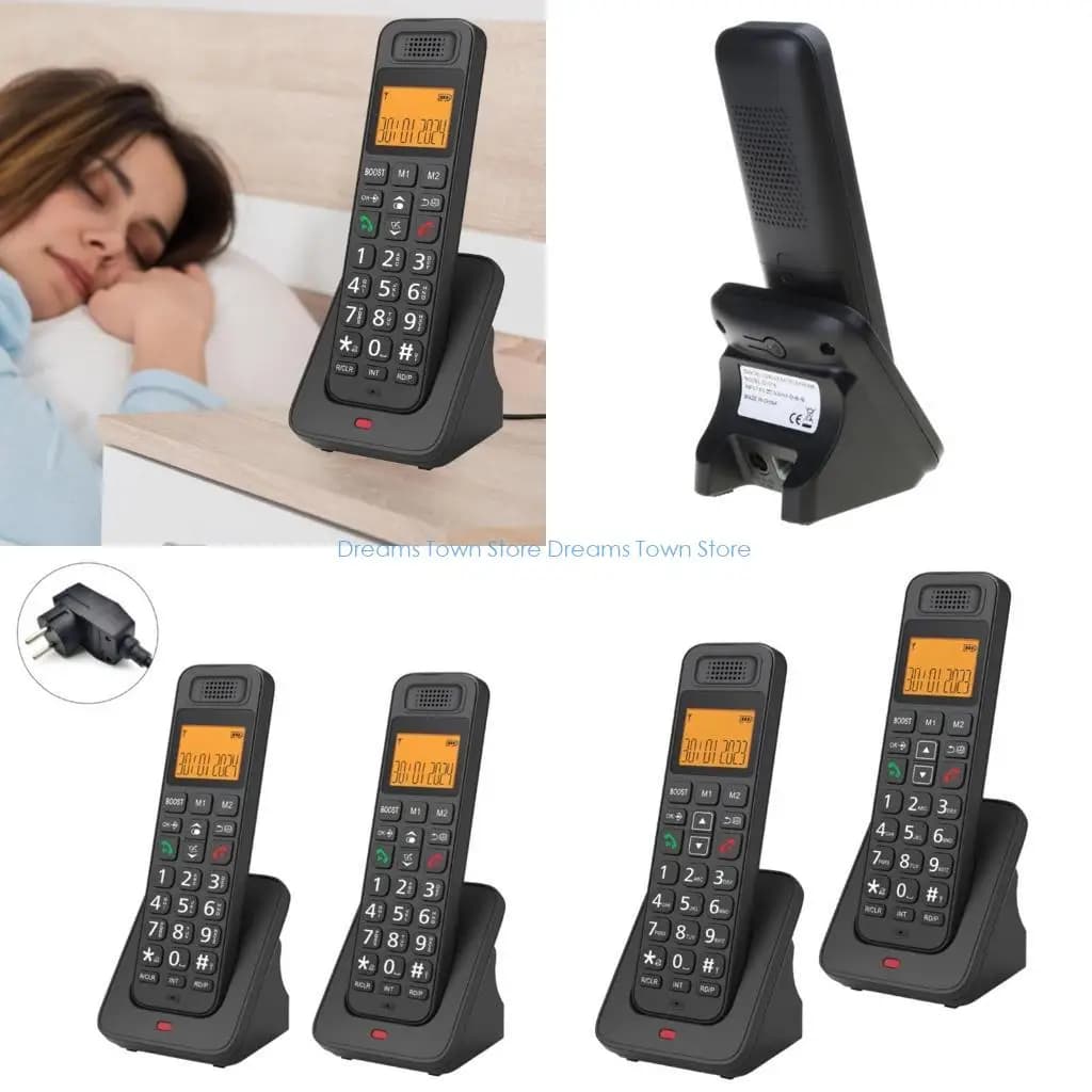 1 Satz Heimtelefon, 2-teiliges Schnurlostelefon mit großem LCD-Display und schneller und geringer Strahlung mit DECT-Technologie für Familien