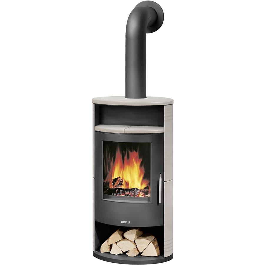 Justus Kaminofen Island 7 mit ergonomischem Griff, Keramik Freddo (grau)