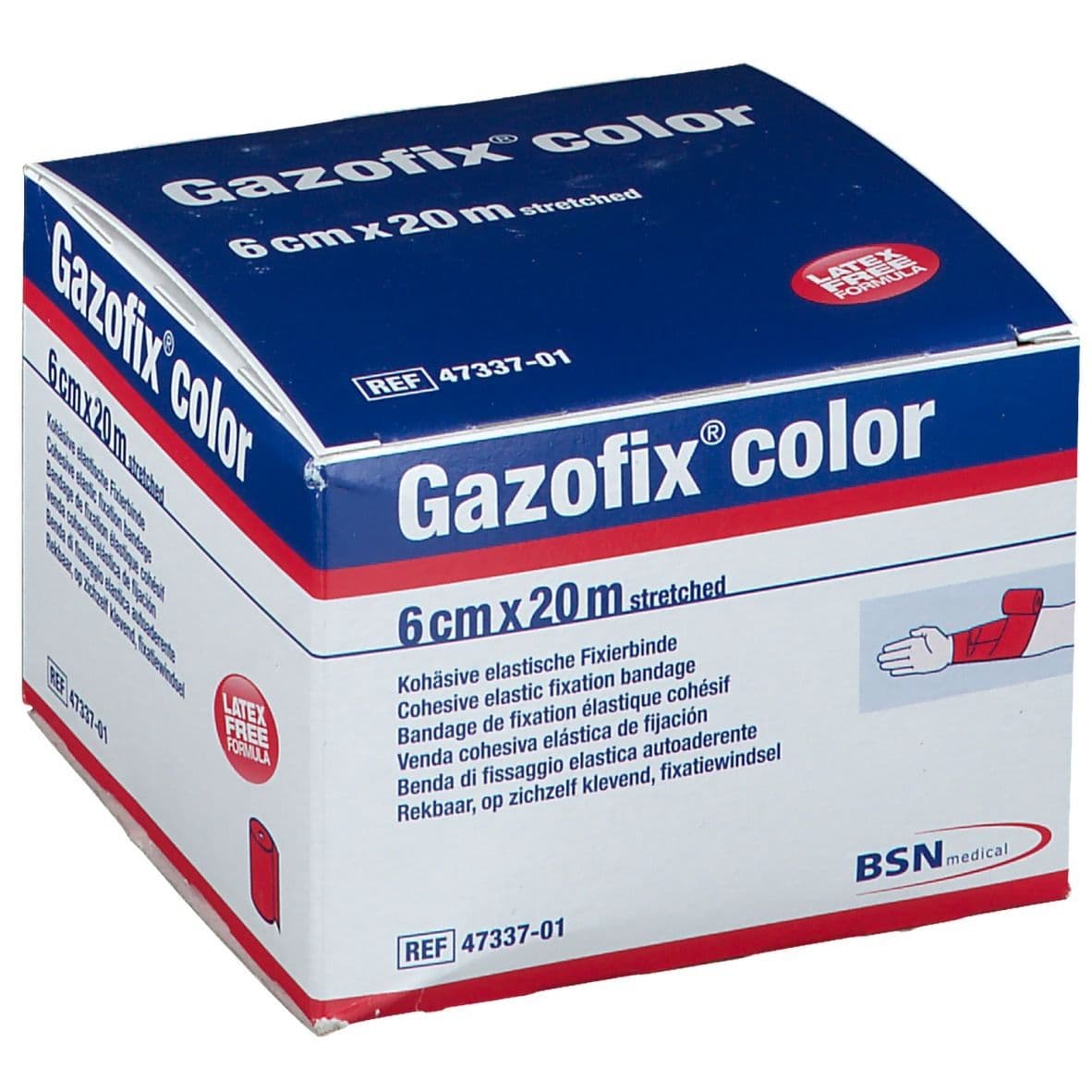 Gazofix color Fixierbinde kohäsiv 6 cmx20 m pink 1 St Binden