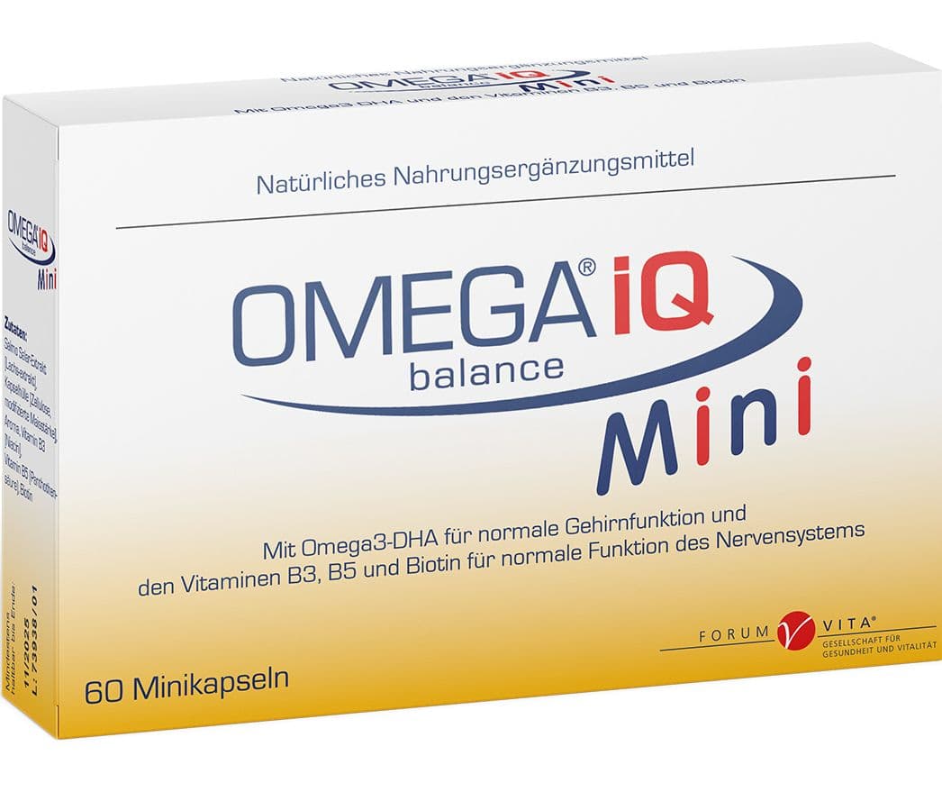 Intelligentes Omega3 | Hochkonzentriertes DHA EPA für Herz, Gehirn & Sehkraft Omega IQ mini 1x60 St Weichkapseln
