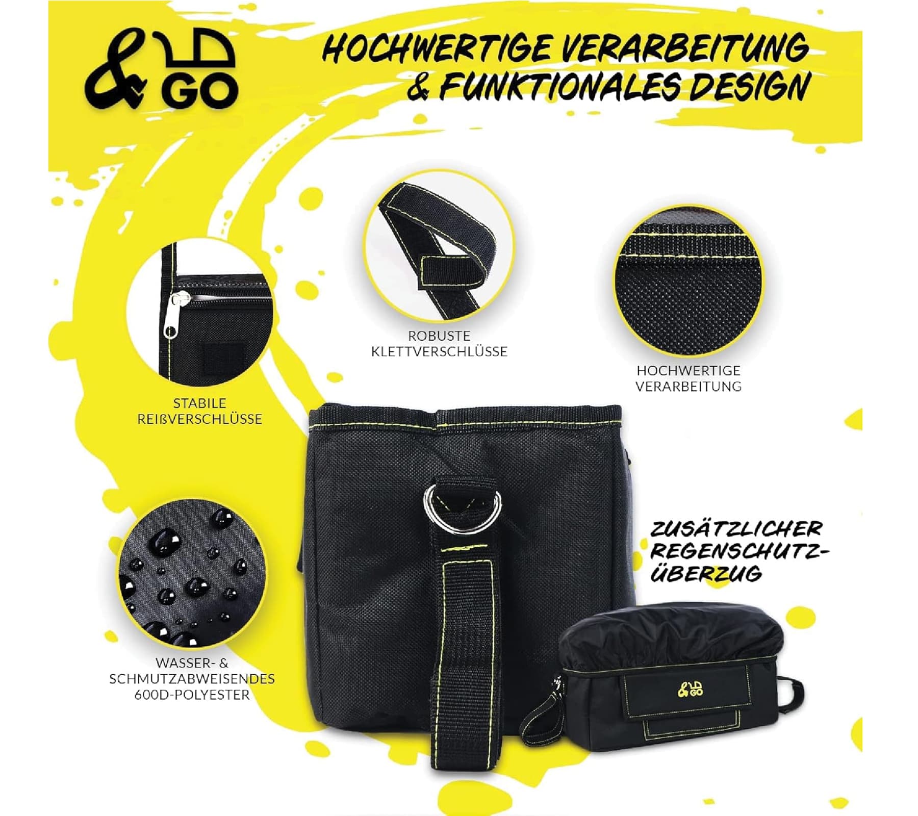&GO Kinderwagen Organizer inkl. 5 Wickelunterlagen Universal Buggy Tasche mit transparentem Smartphone-Fach Regenschutz Getränkehalter & viel view 2