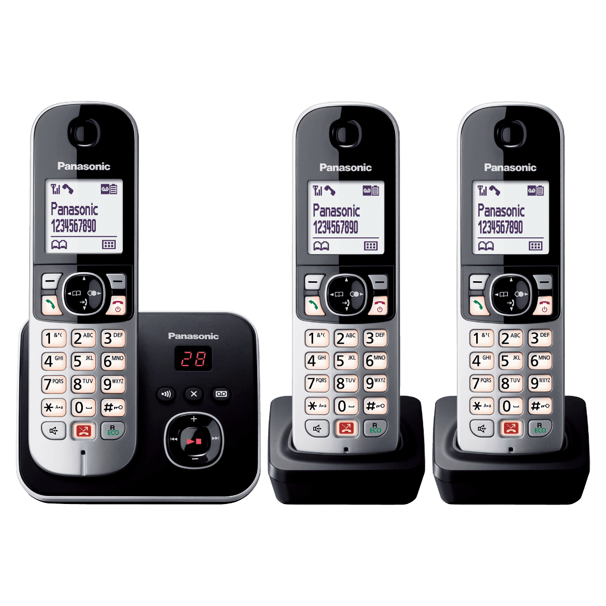 Schnurloses Digitaltelefon mit Anrufbeantworter und 3 Mobilteilen KX-TG6863