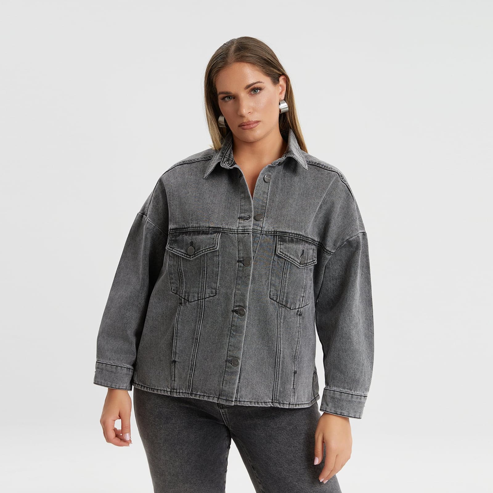 Washed black denim jacket