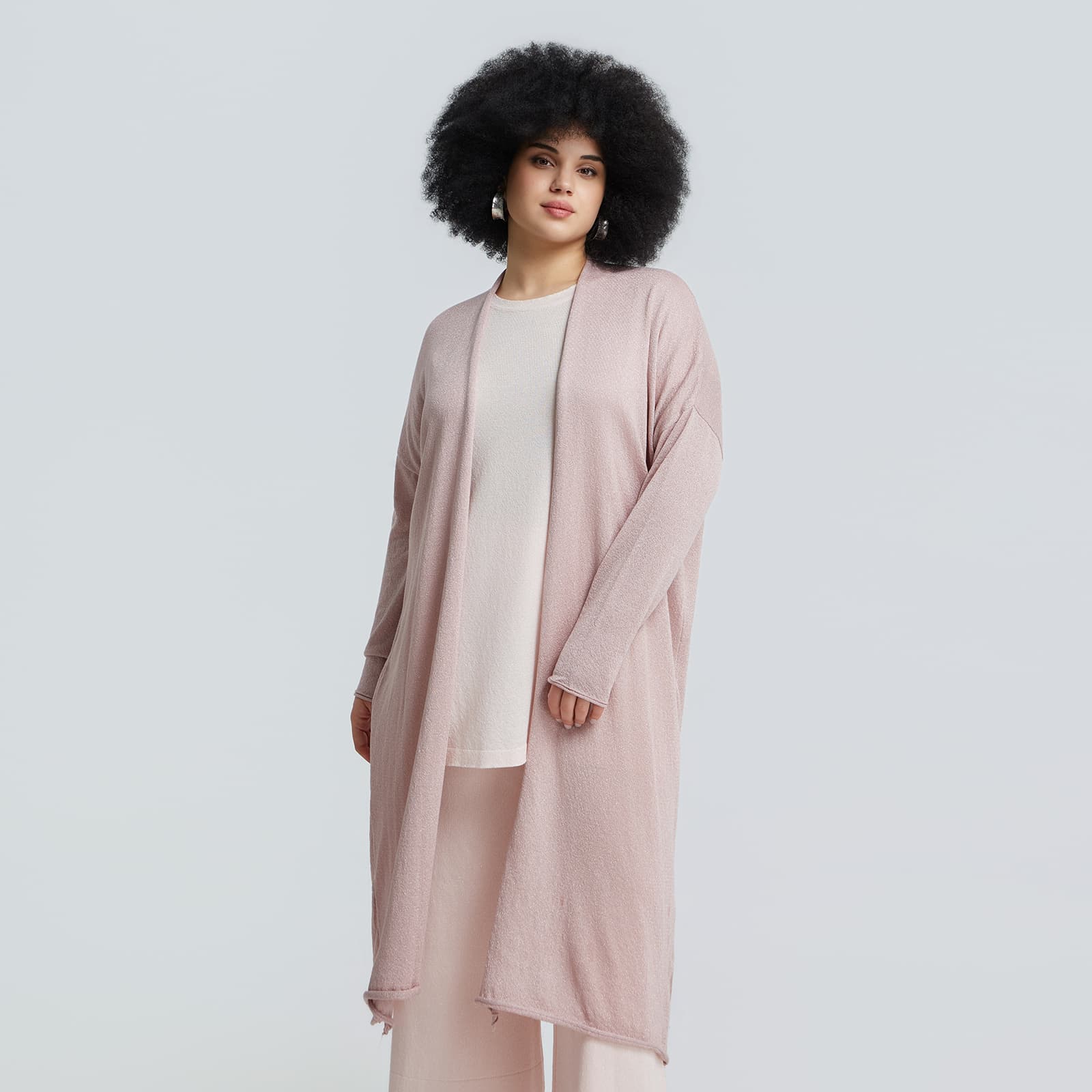 Lurex knit long cardigan