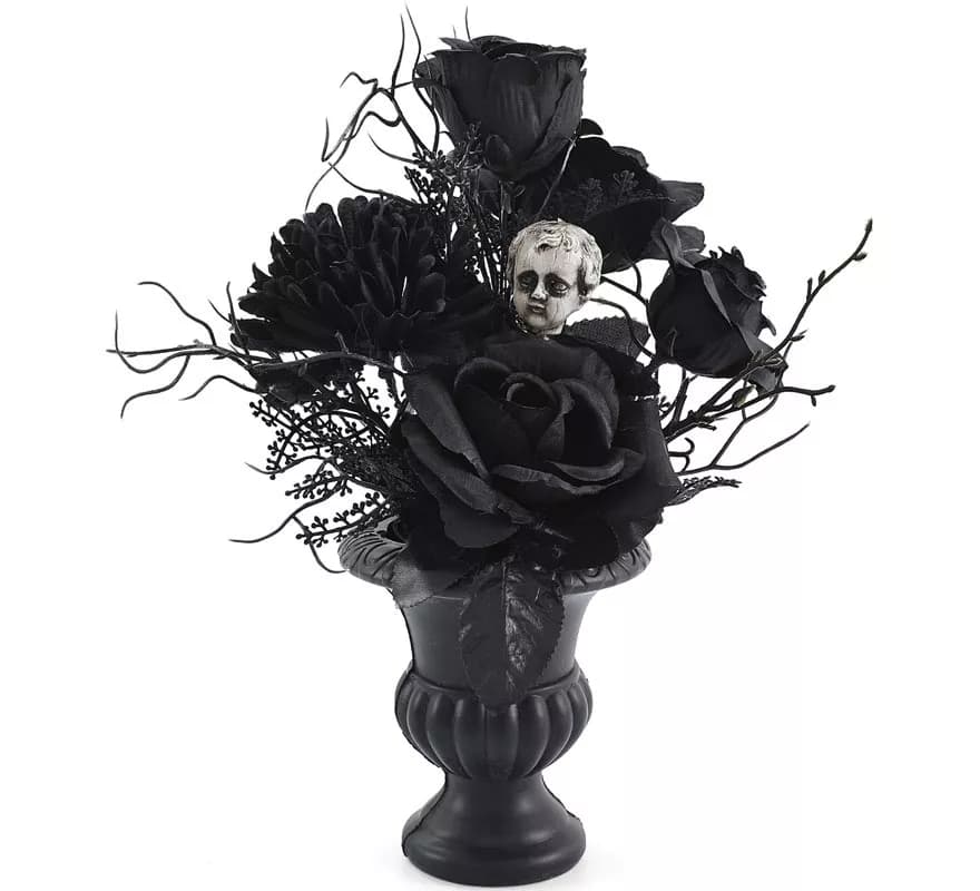 Tafelaufsatz mit Blumen und Engel