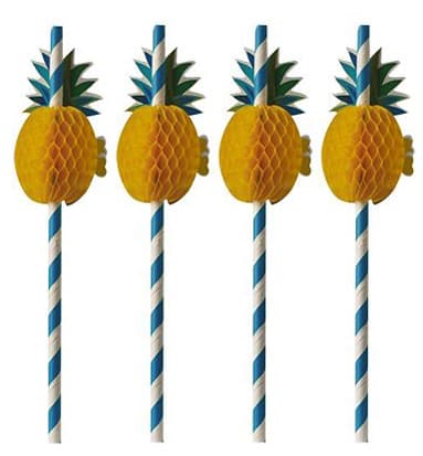 PAPSTAR Papier-Trinkhalm , Pineapple, , 200 mm, blau/weiß