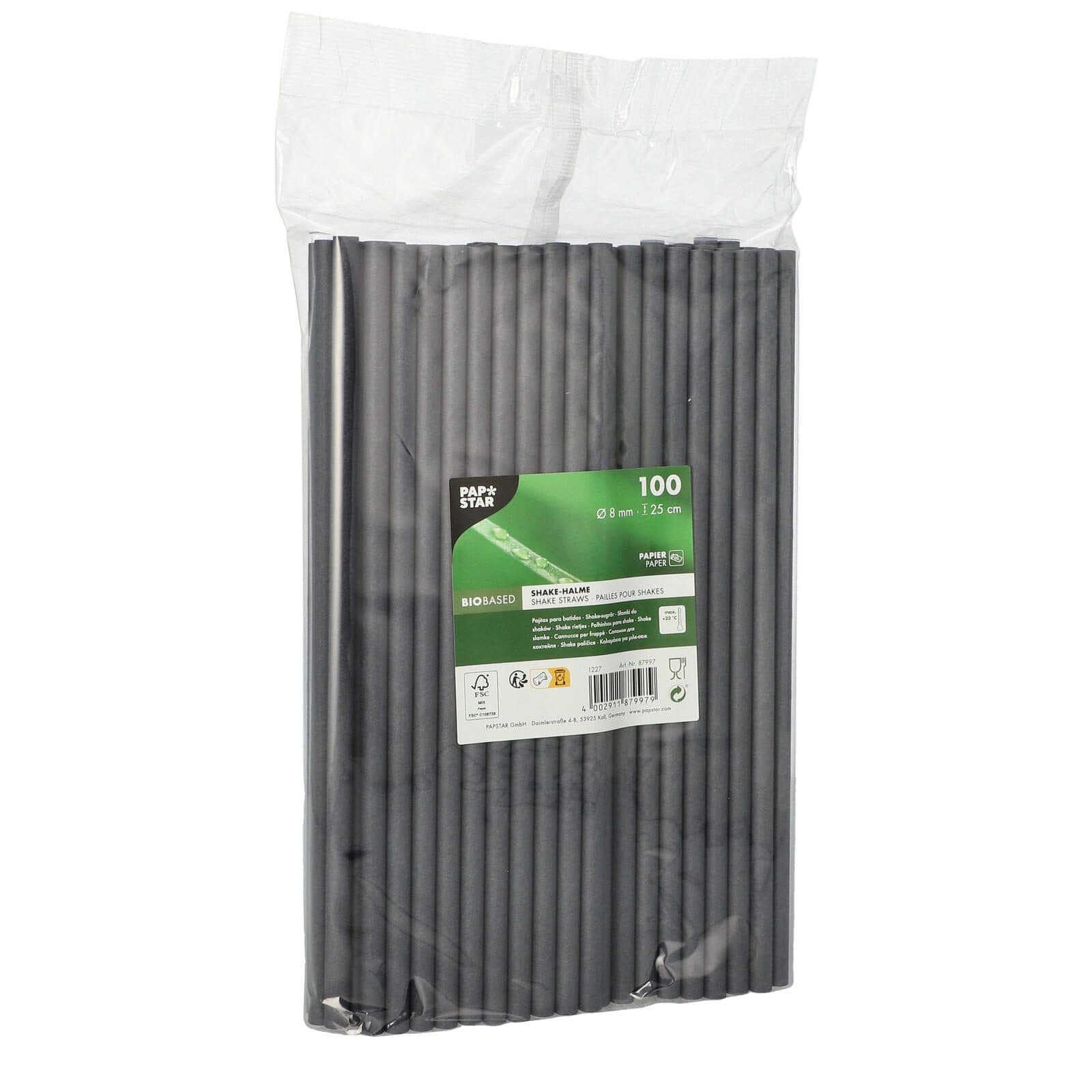 PAPSTAR Strohhalme pure schwarz - 100 Stück