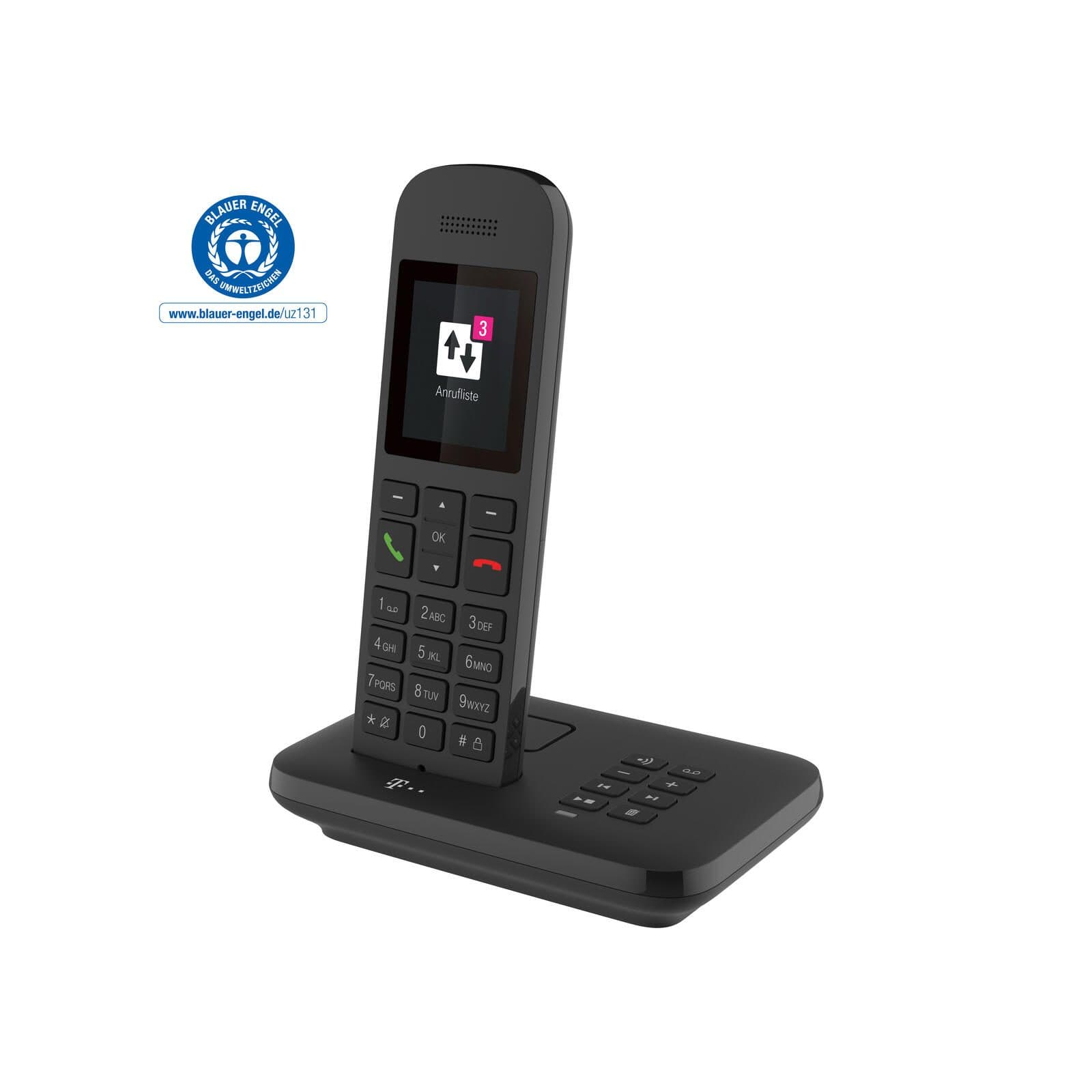 Telekom Sinus A12 Festnetz-Telefon mit Basis und AB Schwarz
