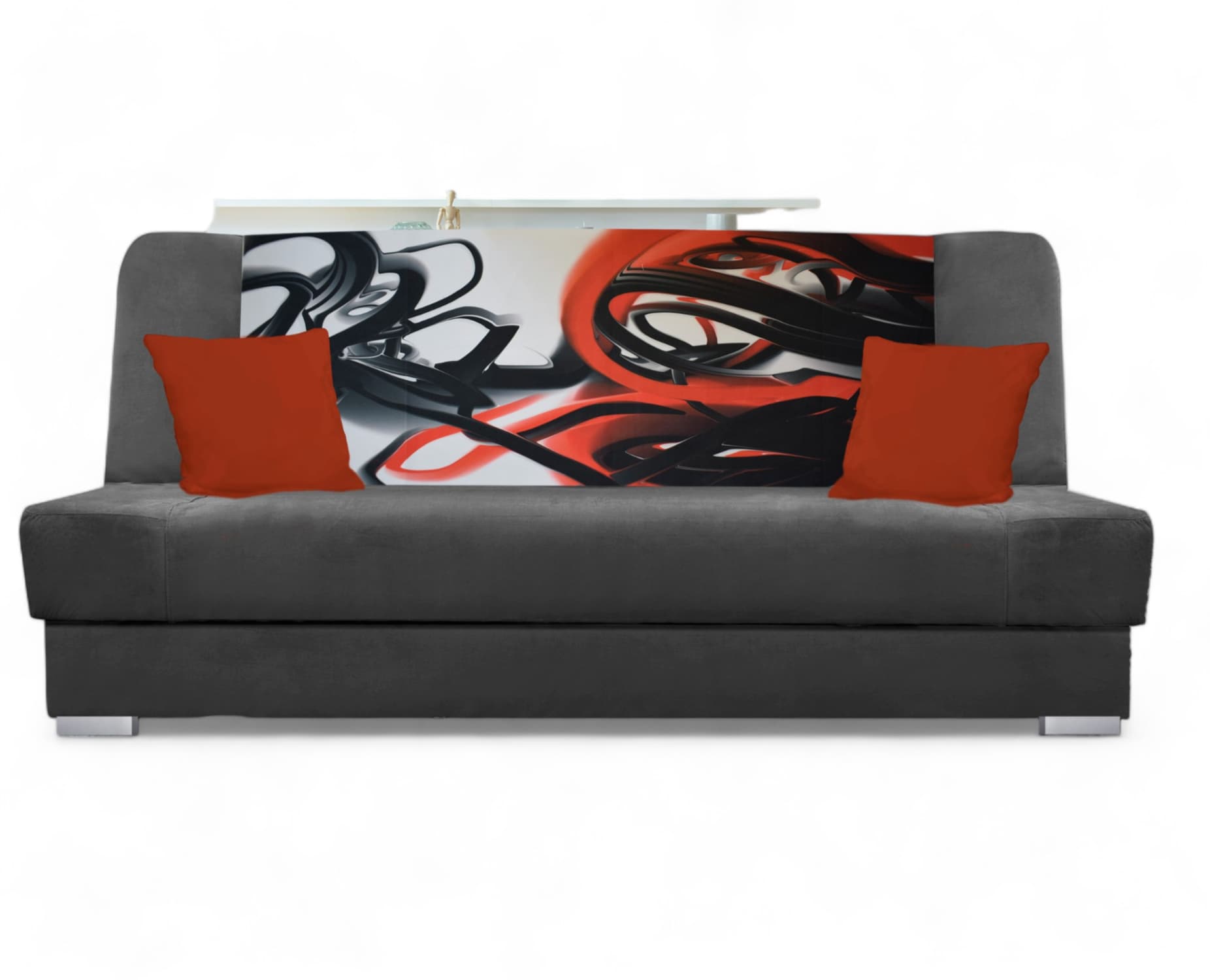 Schlafsofa BIRMA - dunkelgrau / Zickzack