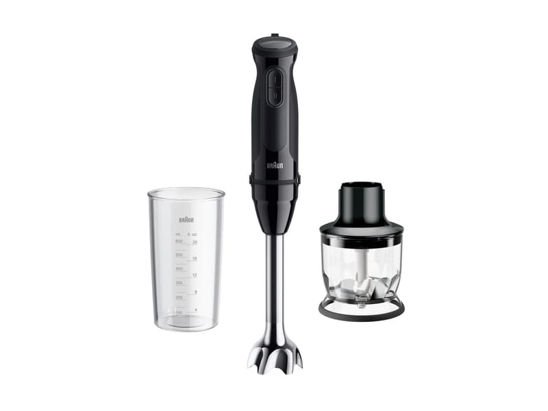 Braun MultiQuick 3 MQ30201M, Pürierstab, 0,6 l, 900 W, Schwarz, Satinierter Stahl