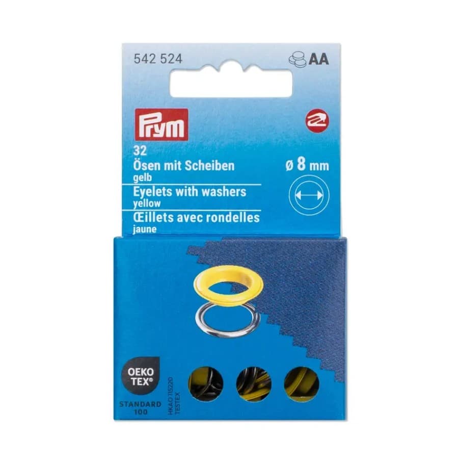 Ösen mit Scheiben 8mm gelb/silberfarbig 32 Stk von Prym