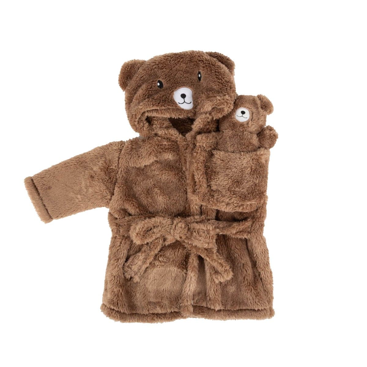 Bademantel Kinder Plüsch Bär mit Teddy braun