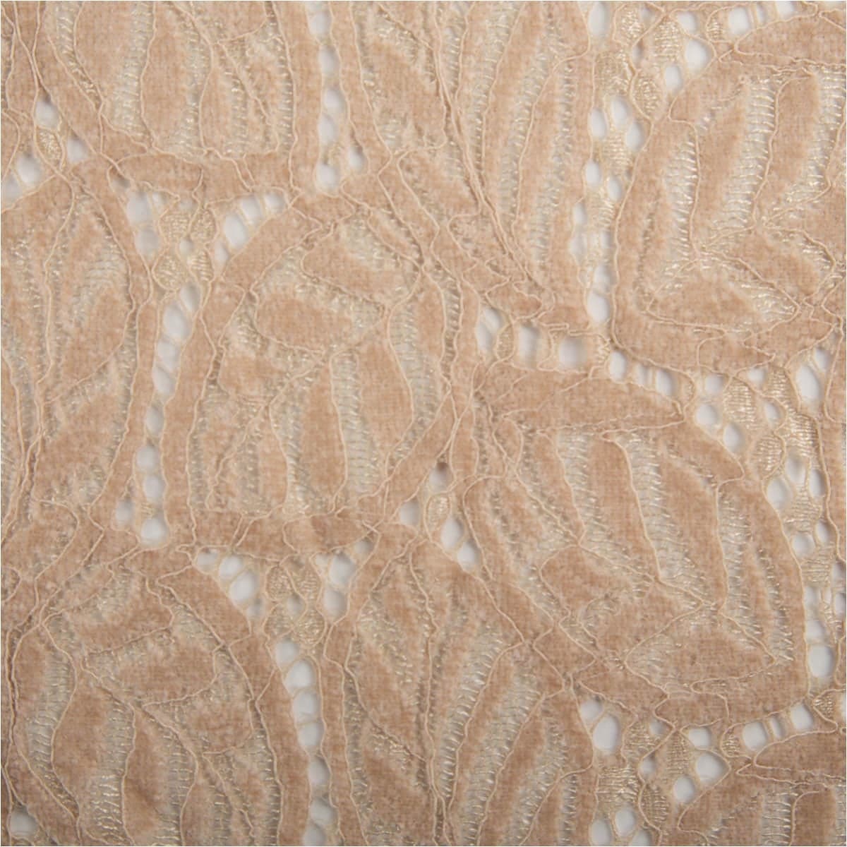 Spitze mit Chenille Blätterdessin Meterware beige 150cm breit