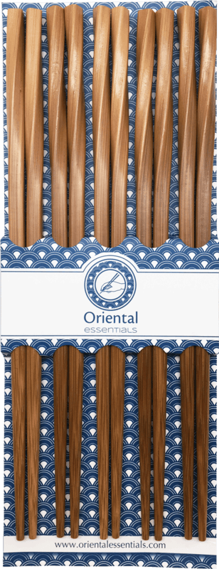 Oriental Essentials Natürliche Bambus-Essstäbchen, unlackiert und ungewachst, direkt aus dem Bambusspross, für den Haushaltsgebrauch, 24 cm, 5 Paar