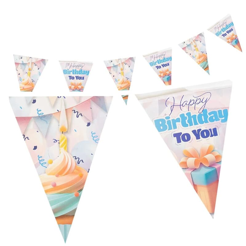 Wimpelkette Geburtstag, 4-5 Meter, Pastellfarben, Geburtstagsdeko, Girlande als Deko für Geburtstagsparty