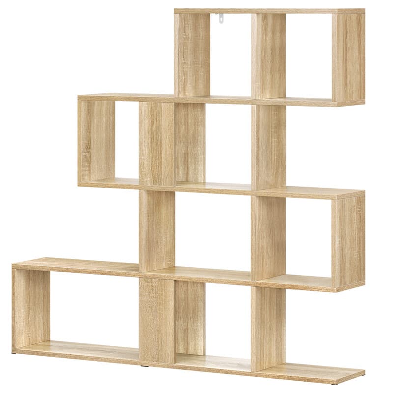 eSituro 4-stufiges Bücherregal, Raumteiler-Regal mit 11 offenen Fächern, freistehendes Treppenregal, Standregal, Stufenregal, für Wohnzimmer,