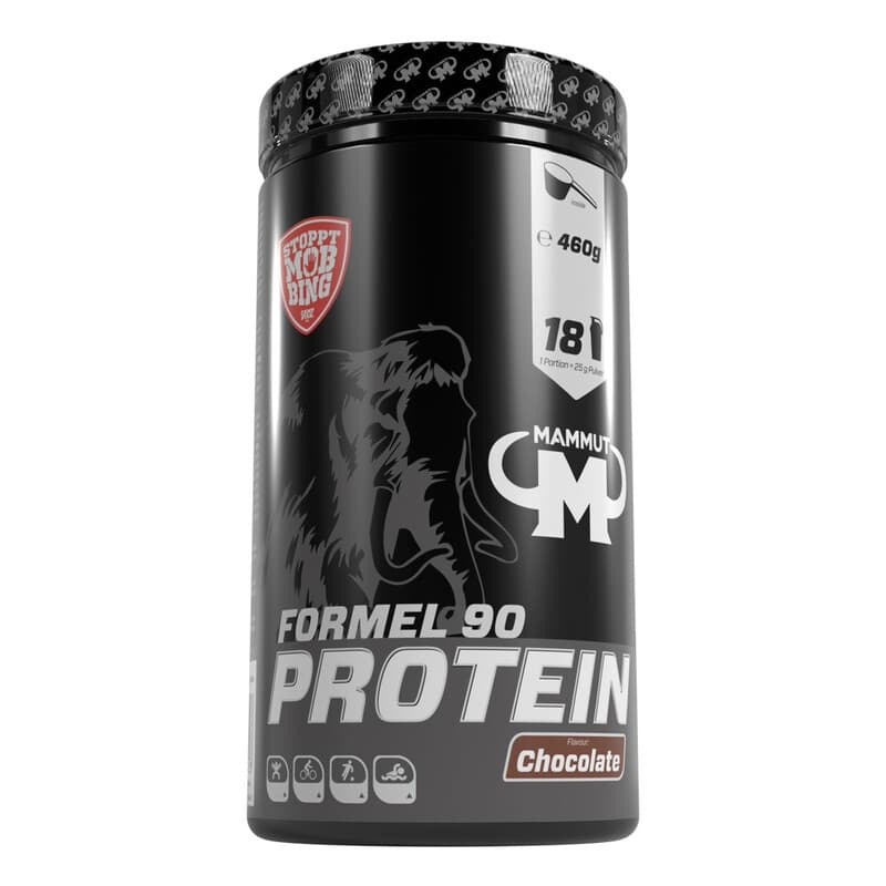 MAMMUT Nutrition Formel 90 Proteinpulver Schokolade – 460 g – 4-Komponenten-Molkenproteinpulver mit Sojaproteinisolat, Milchprotein, Eiprotein und