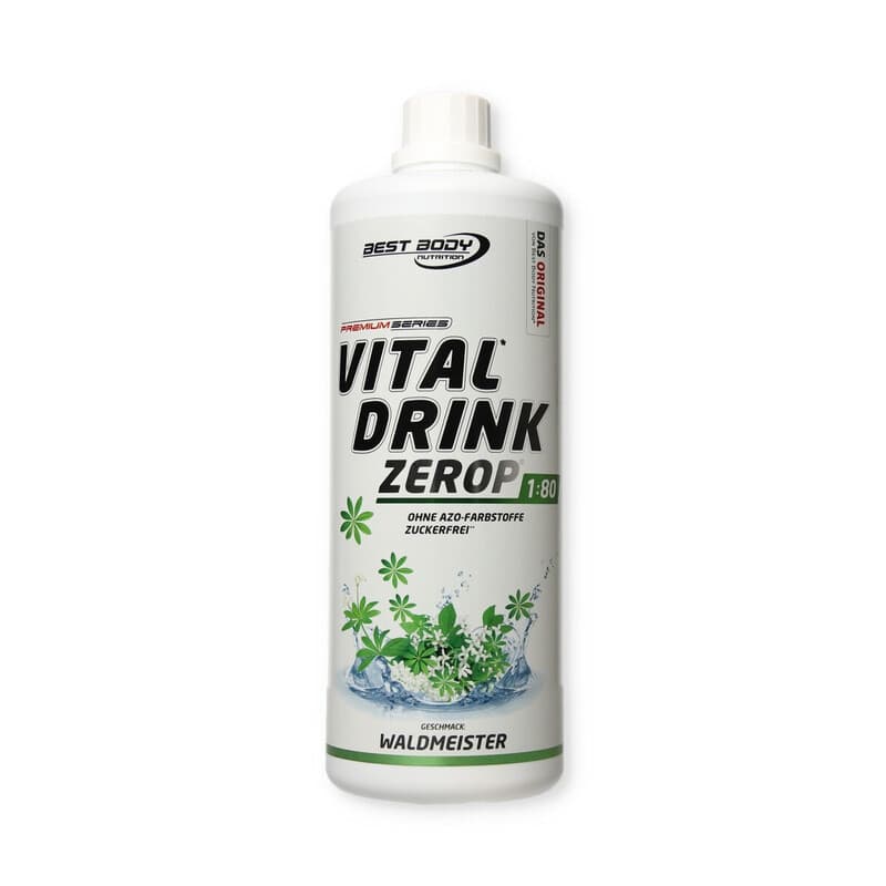 Best Body Nutrition Vital Drink ZEROP – Waldmeister Zuckerfreier Sirup – 1 L – 1:80 ergibt 80 Liter fertiges Getränk – Getränkekonzentrat