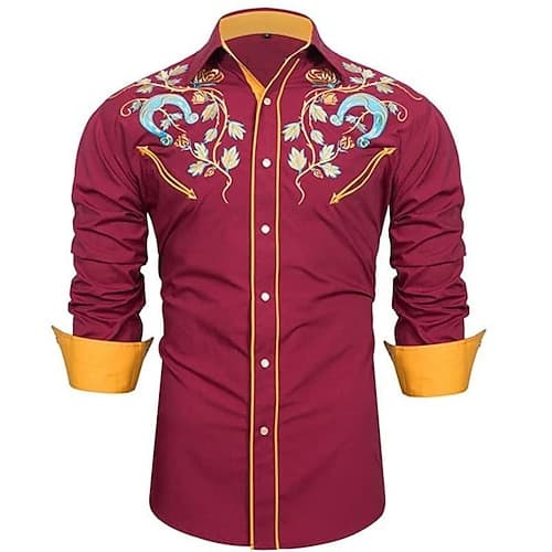 Klassisch Retro Vintage 18. Jahrhundert Bluse / Hemd Westlicher Cowboy Kostüm Herren Maskerade Alltagskleidung Junggesellinnenabschiedsparty
