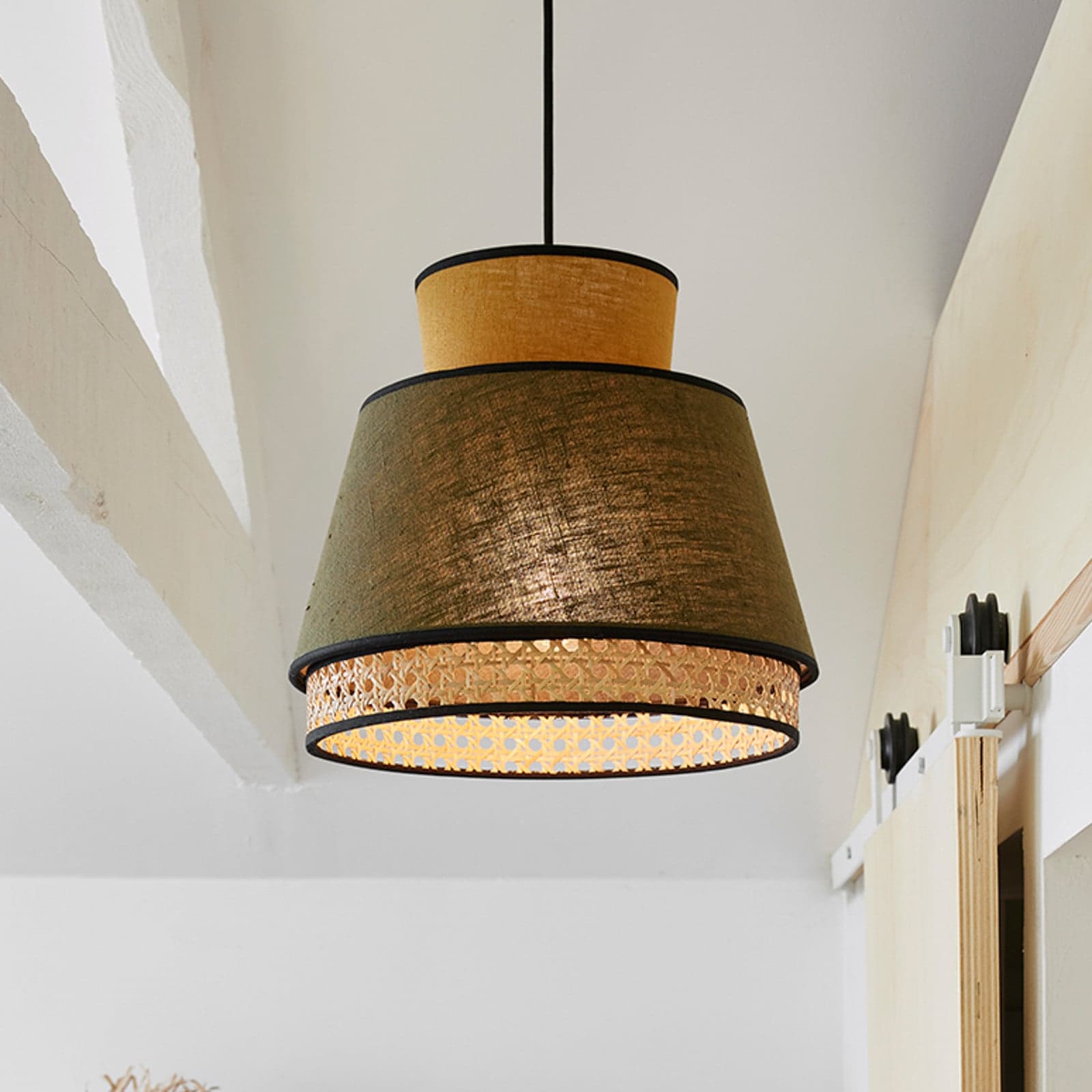 Singapour XM Hängeleuchte khaki/curry MARKET SET - Wohnzimmer - Design - Stoff / Textil - Einflammig