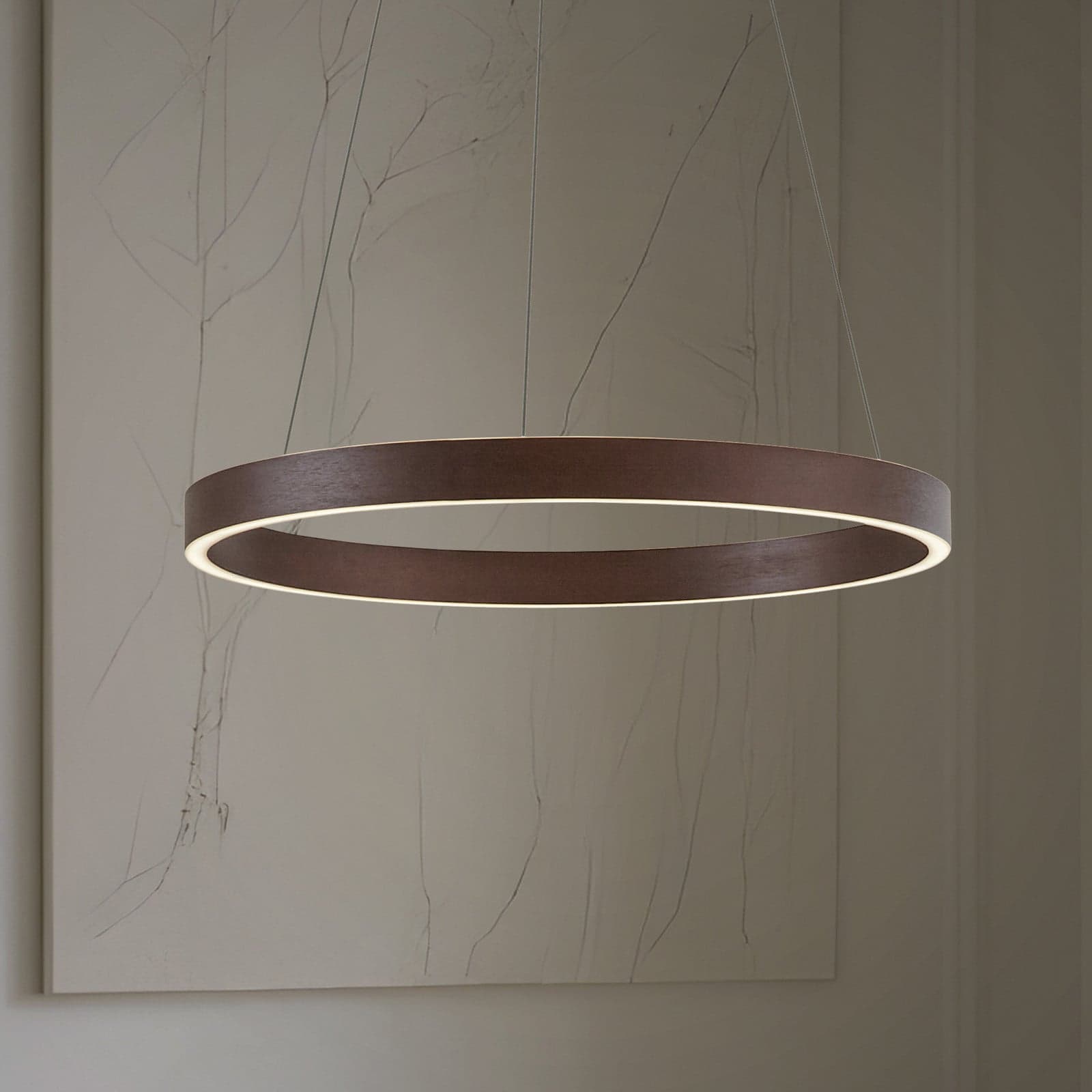 Yonam LED-Hängeleuchte, Ø 60cm, 1-flg., braun, CCT Lucande - Esszimmer - Modern - Metall - Einflammig