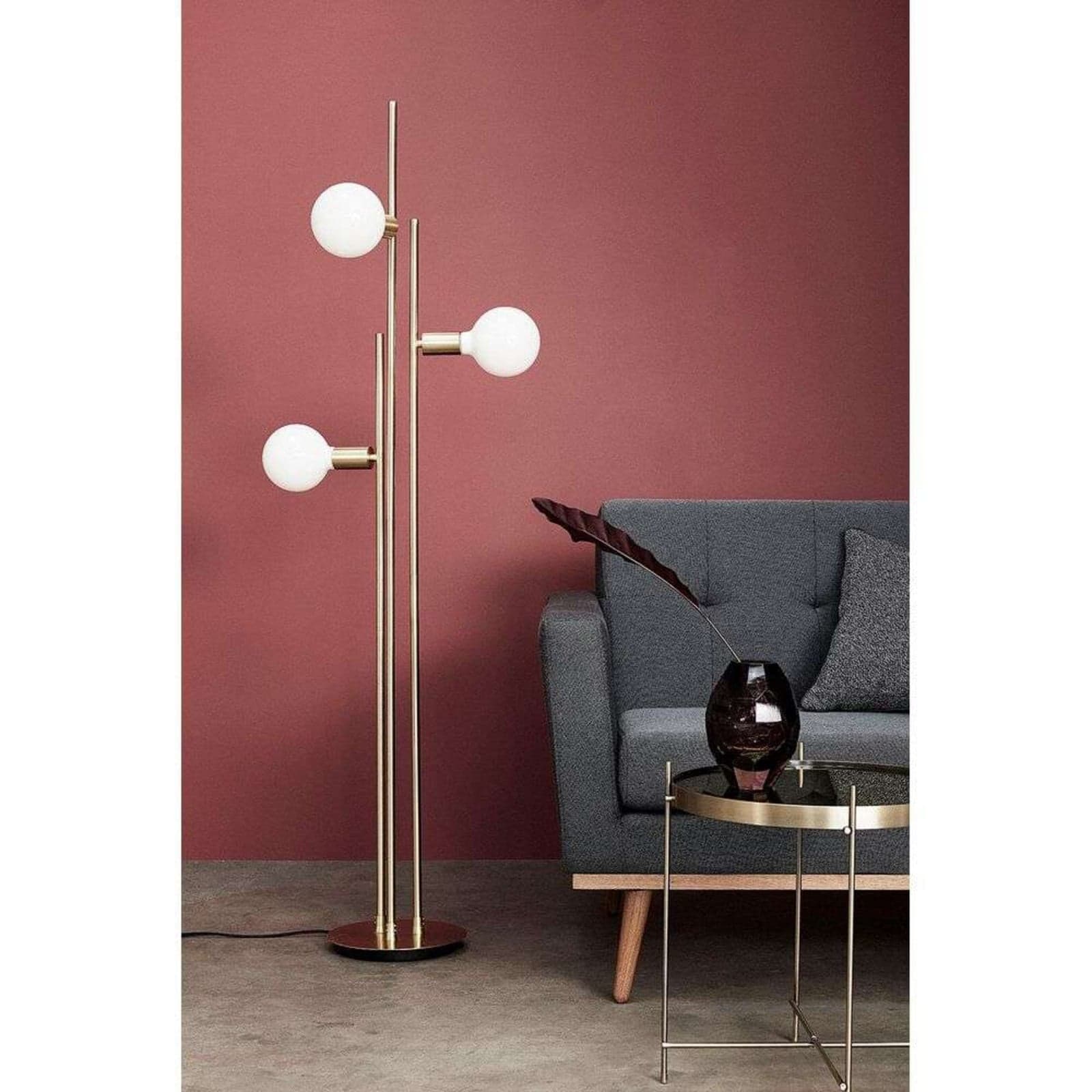 Balance Stehleuchte Brass/Opal Hübsch - Wohnzimmer - Metall