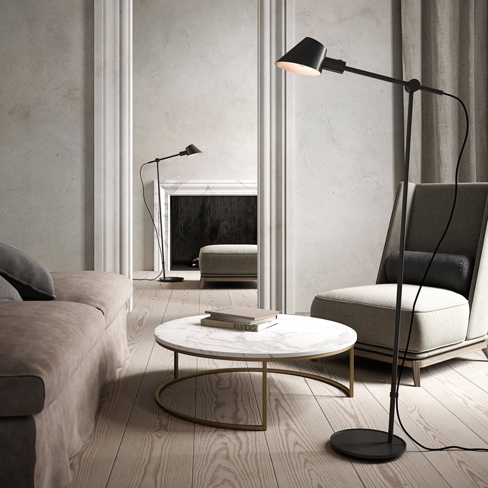 Stay Stehleuchte Schwarz DFTP by Nordlux - Wohnzimmer - Skandinavisch - Metall - Mit Schirm
