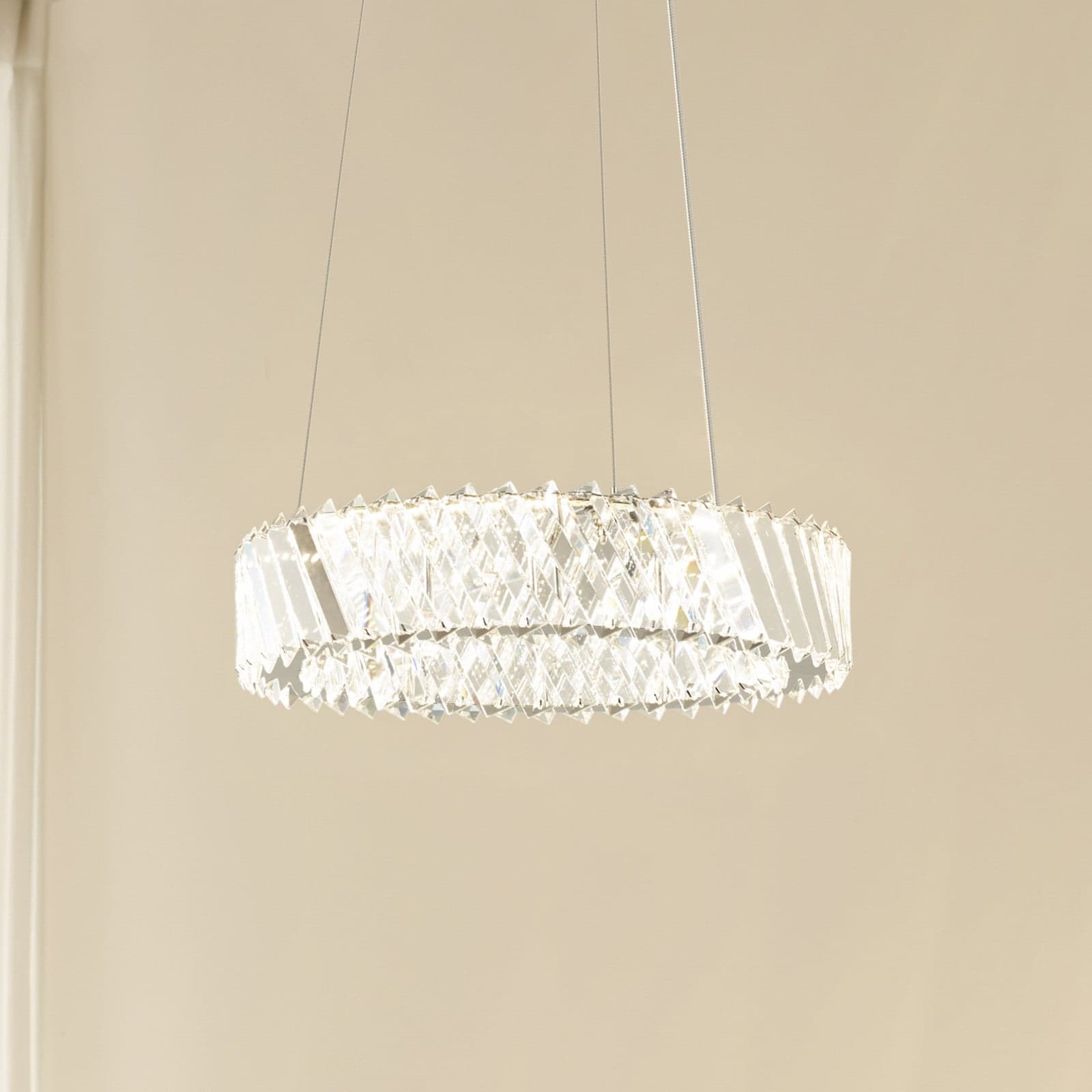Glacis LED-Hängeleuchte, Kristall, Ø 40 cm, chrom Lucande - Wohnzimmer - Design - Glas - Einflammig