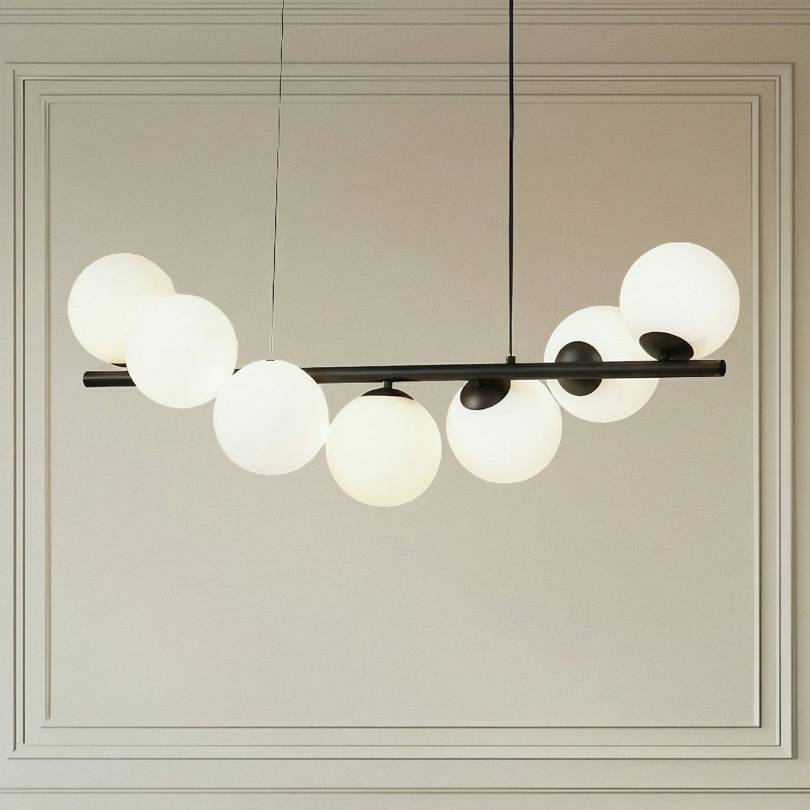Isandro 7 Pendelleuchte Schwarz/Opal Lucande - Esszimmer - Design - Glas - Mehrflammig