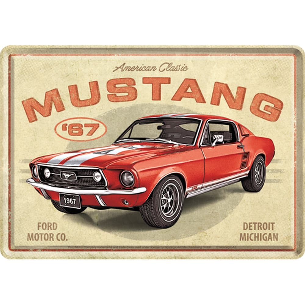 Nostalgic-Art - Blechpostkarte - Ford - Ford Mustang GT 1967 Red
