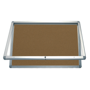 Schaukasten 75x89,5x4,5cm silbereloxiert mit Flügeltür und Kork-Oberfläche