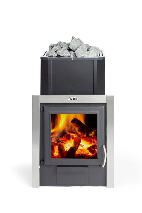 FinTec FINN holzbeheizter Saunaofen mit Mauerhals für Außenbefeuerung / Leistung 9,0 - 15,9 kW