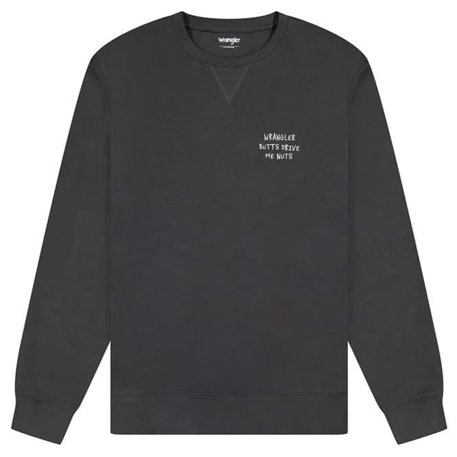 Wrangler - EMBROIDERY CREW FADED BLACK