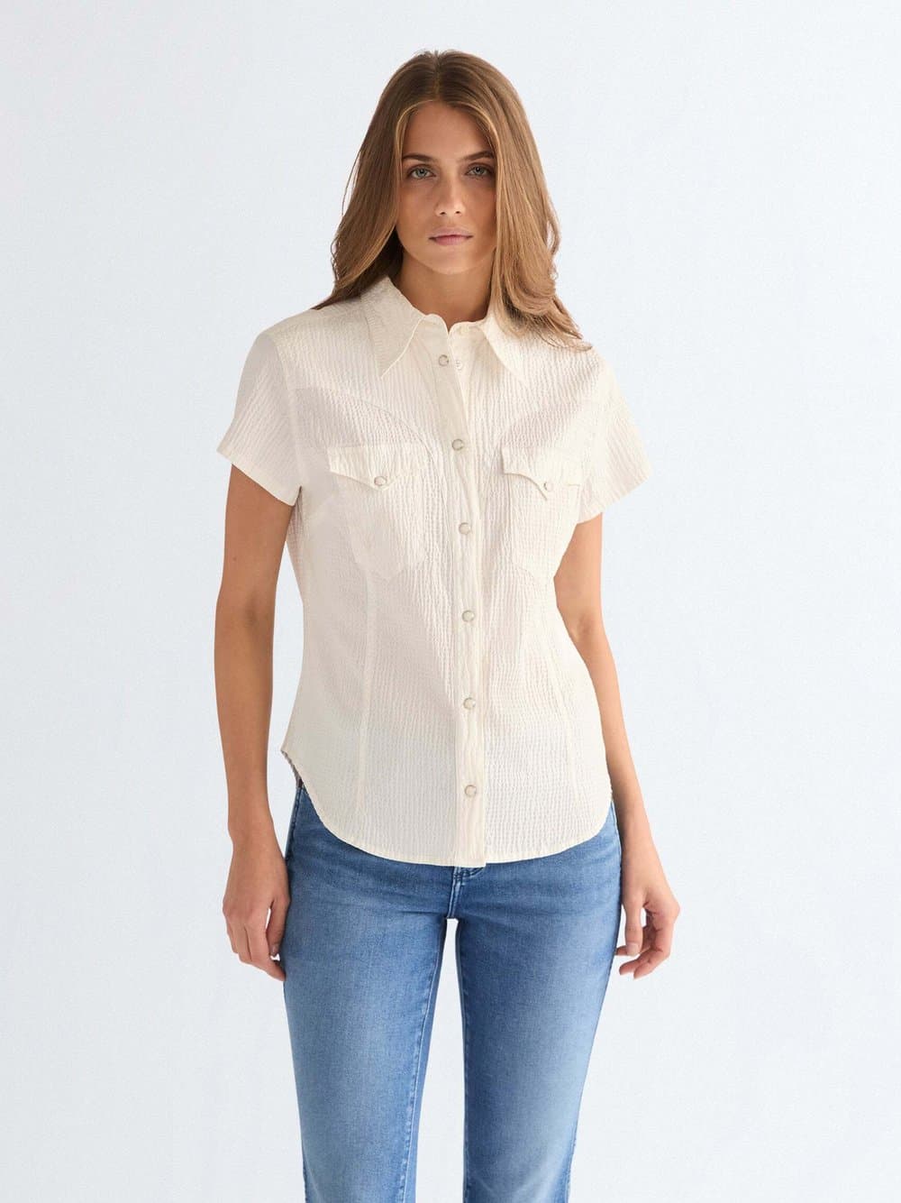 Wrangler Kurzarmhemd Damen ecru, M