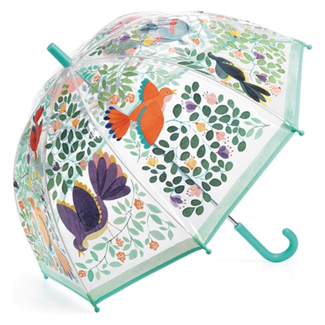 Djeco, Unisex, Regenschirm, Regenschirm Blumen und Vögel 70x68cm, Mehrfarbig