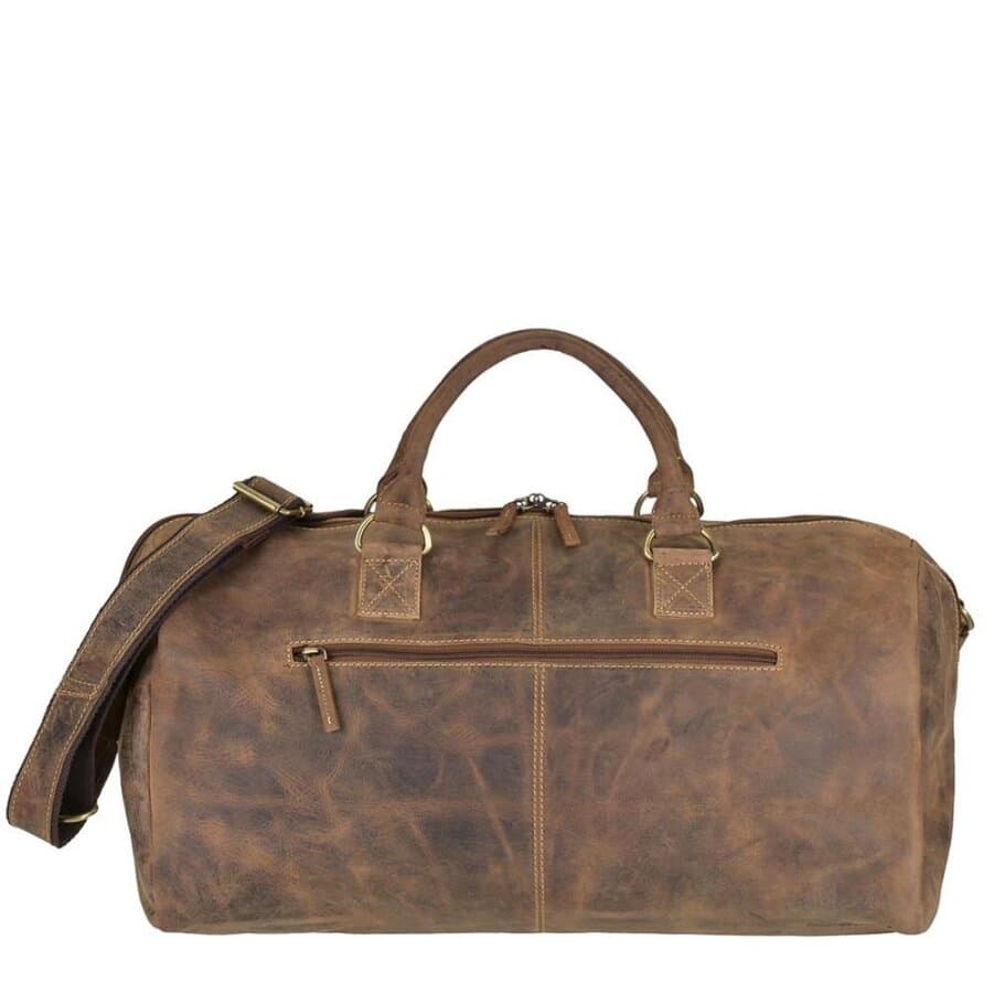 Reisetasche Vintage Leder Weekender & Sporttasche. Hochwertige Travelbag aus antikbraunem Rindleder für Sport & Reisen Greenburry 1606-25